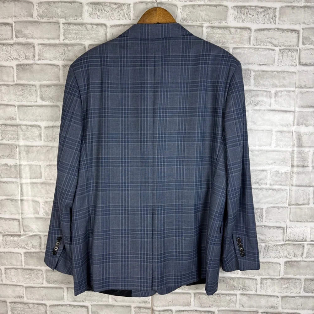 Brooks Brothers Regent Fit Blue Plaid 100% Lambswool Blazer Sport Coat 46R